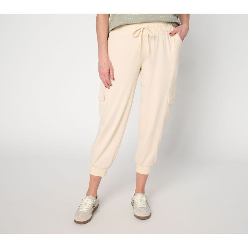 Anybody Women's Pants Sz XL Lounge Cozy Knit Cropped Cargo Joggers Brown A567000